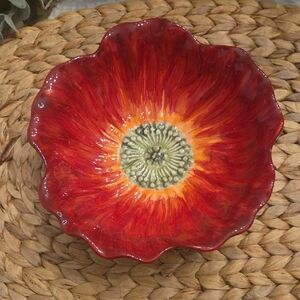 Red POPPY BY MAXCERA SMALL Floral Ceramic Bowl
